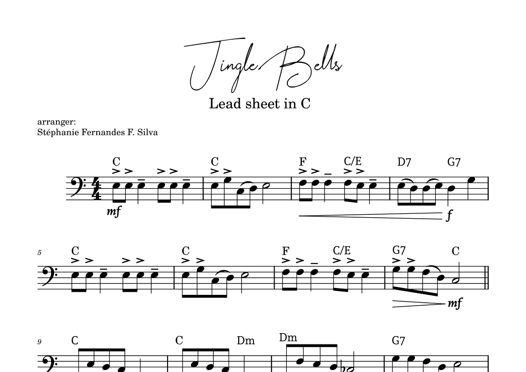 Jingle Bells - lead sheet in C (arr. Stéphanie Fernades F. Silva)