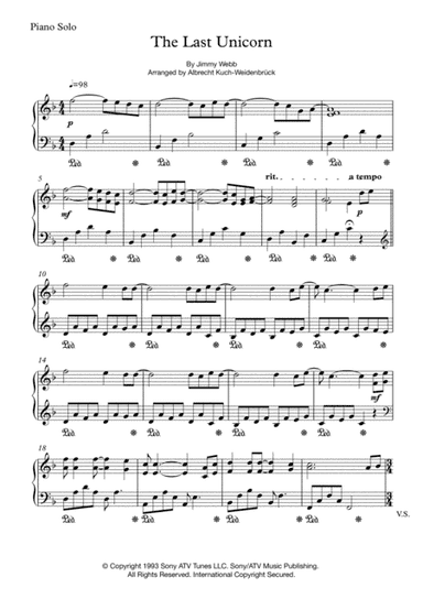 The Last Unicorn (main Theme) (arr. Albrecht Kuch-Weidenbrück)