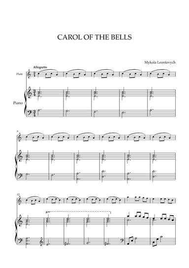 Mykola Leontovych - Carol of The Bells (for Flute and Piano) (arr. Cadenza Editions)