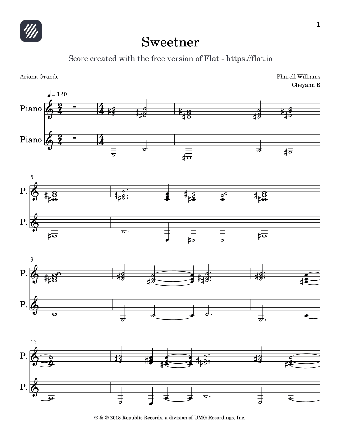 Sweetener (arr. Cheyann Bates)