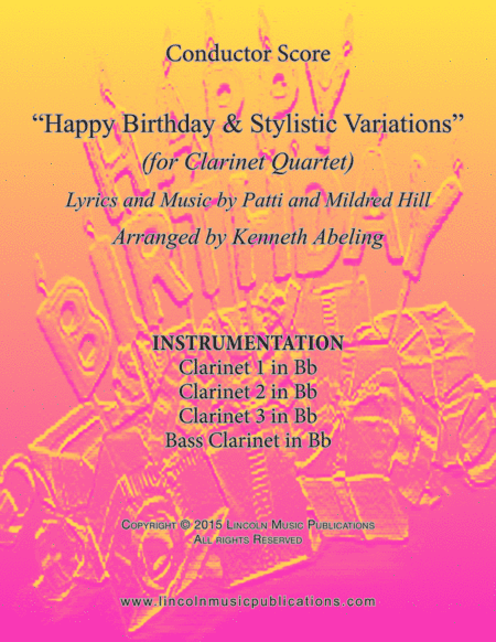 Happy Birthday and Stylistic Variations (for Clarinet Quartet) (arr. Kenneth Abeling)