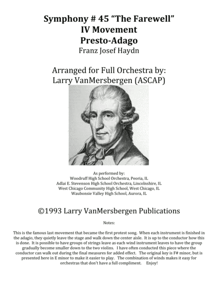 Symphony #45 Finale (Presto-Adagio) Set
