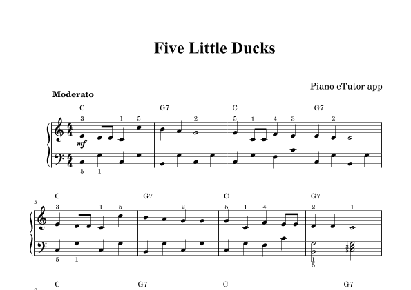 Five Little Ducks (traditional song) - piano (arr. Piano eTutor app)