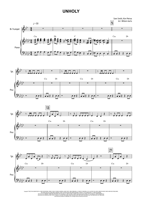 Unholy (arr. Willem Aarts)