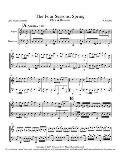The Four Seasons (Spring): Oboe & Bassoon (arr. Keith Gemmell)