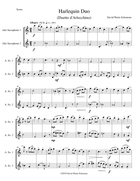 Harlequin Duo (Duetto d'Arlecchino) for 2 alto saxophones