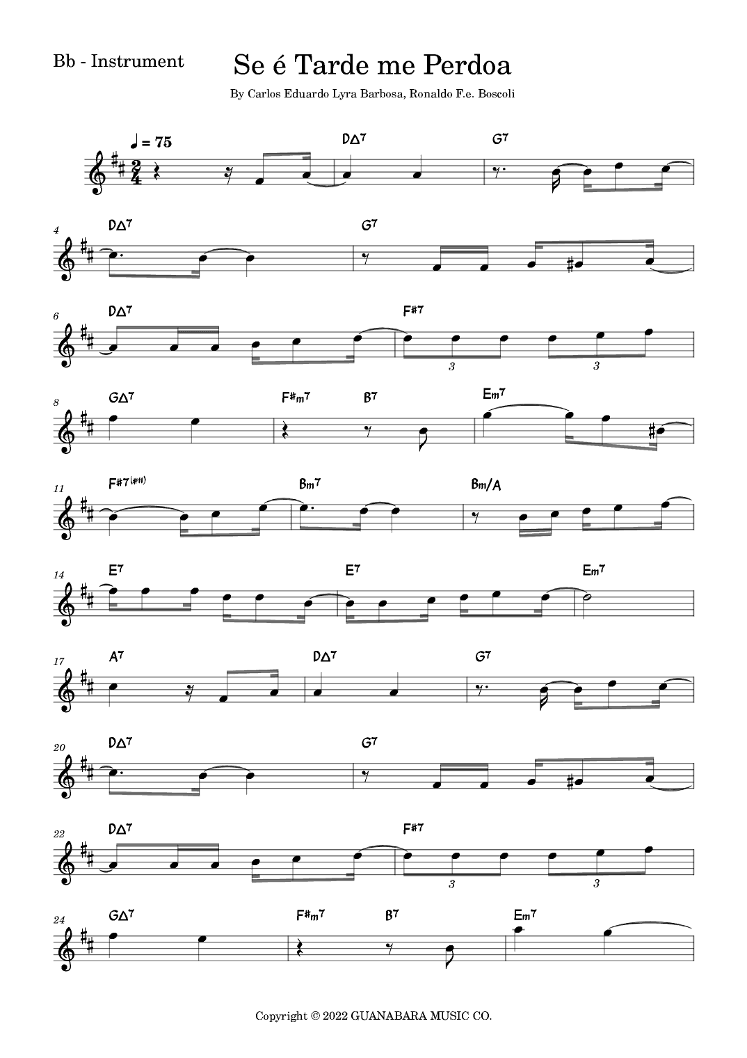 Se E Tarde Me Perdoa (arr. Fabio Eduardo de Oliveira)