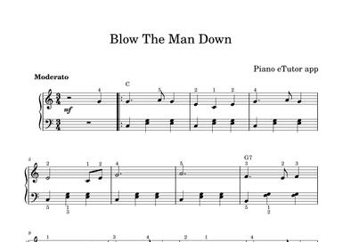 Blow The Man Down - piano (arr. Piano eTutor app)
