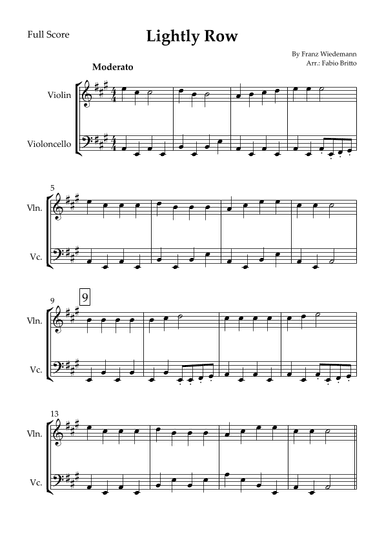 Lightly Row for Violin & Cello Duo (arr. Fabio Britto)