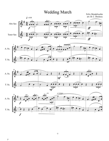 Wedding March (Alto and Tenor Sax Duet) (arr. B. C. Dockery)