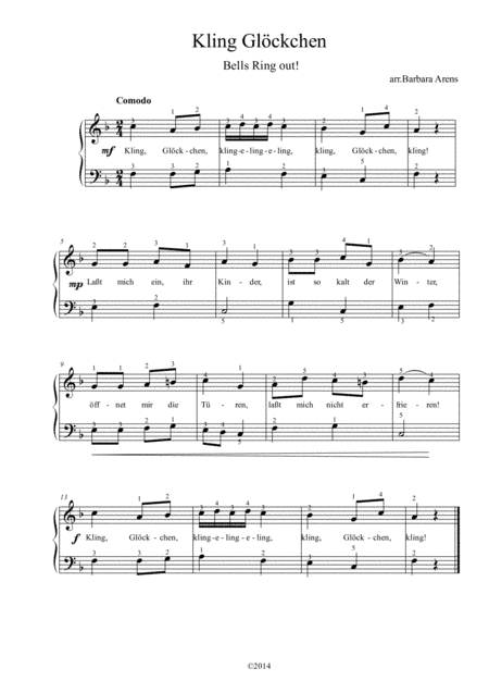 Kling, Glöckchen! (Bells Ring Out!) trad. German Christmas carol (arr. Barbara Arens)