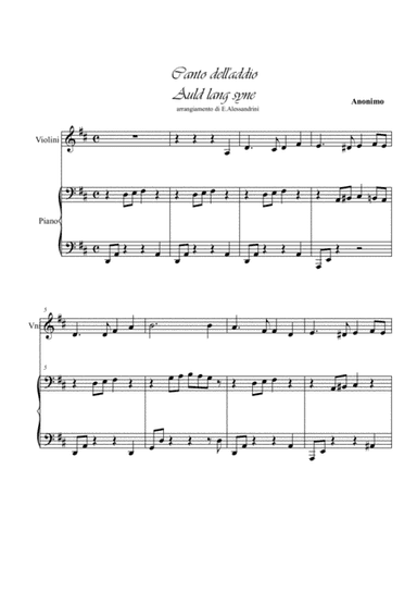 Auld lang syne (Canto dell'addio). Violin e piano (arr. Ester Alessandrini)