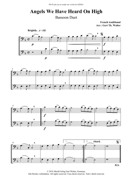 Angels We Have Heard On High (arr. Gert Th. Walter)
