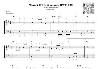 Minuet III in G minor, BWV 822 (arr. Piano)
