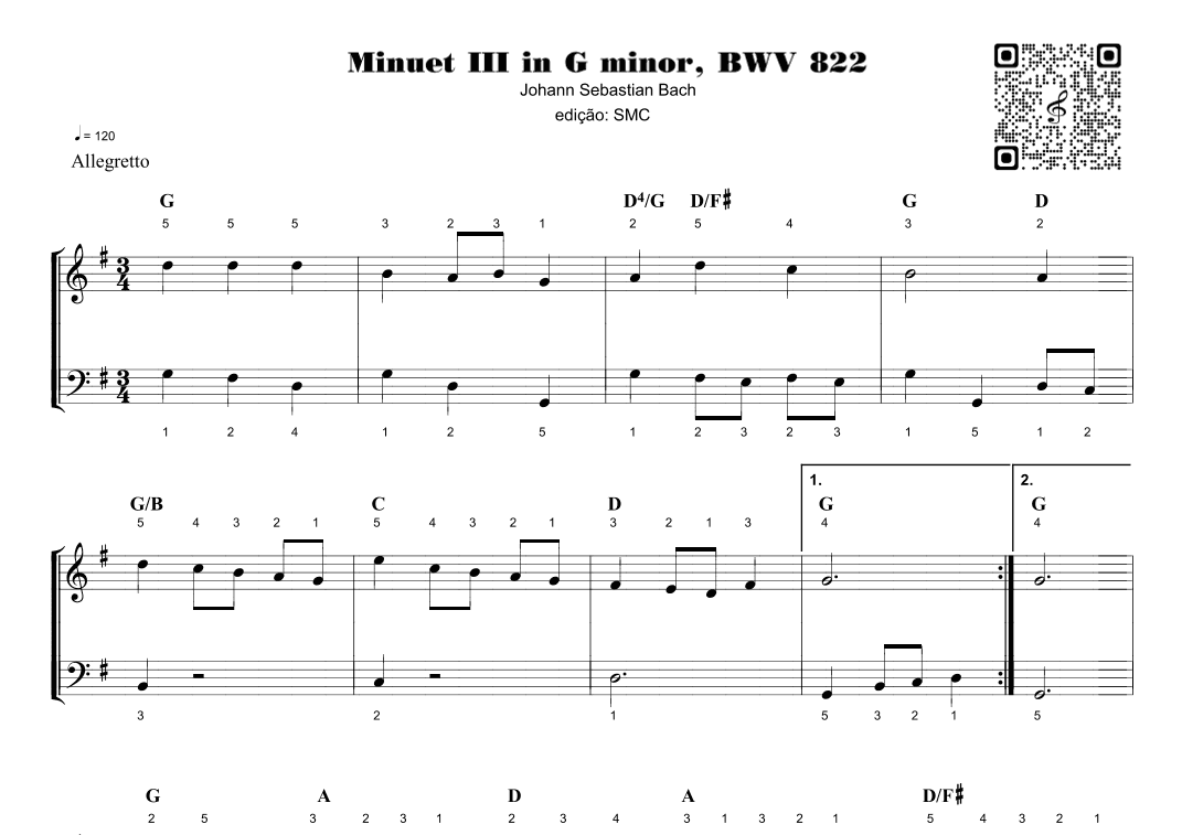 Minuet III in G minor, BWV 822 (arr. Piano)