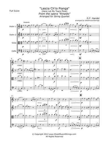 Handel, G. - Rinaldo for String Quartet (arr. Linda M. Scott)