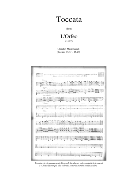 TOCCATA (fanfare) from L'ORFEO by Monteverdi - brass ensemble with opt. percussion - score & parts (arr. Brian Harris)