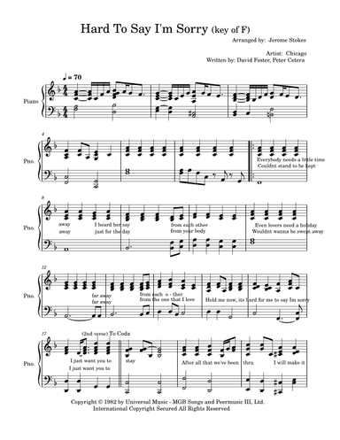 Hard To Say I'm Sorry (arr. Jerome Stokes)