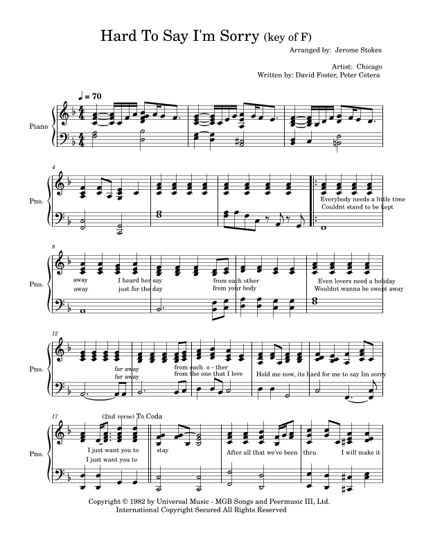 Hard To Say I'm Sorry (arr. Jerome Stokes)