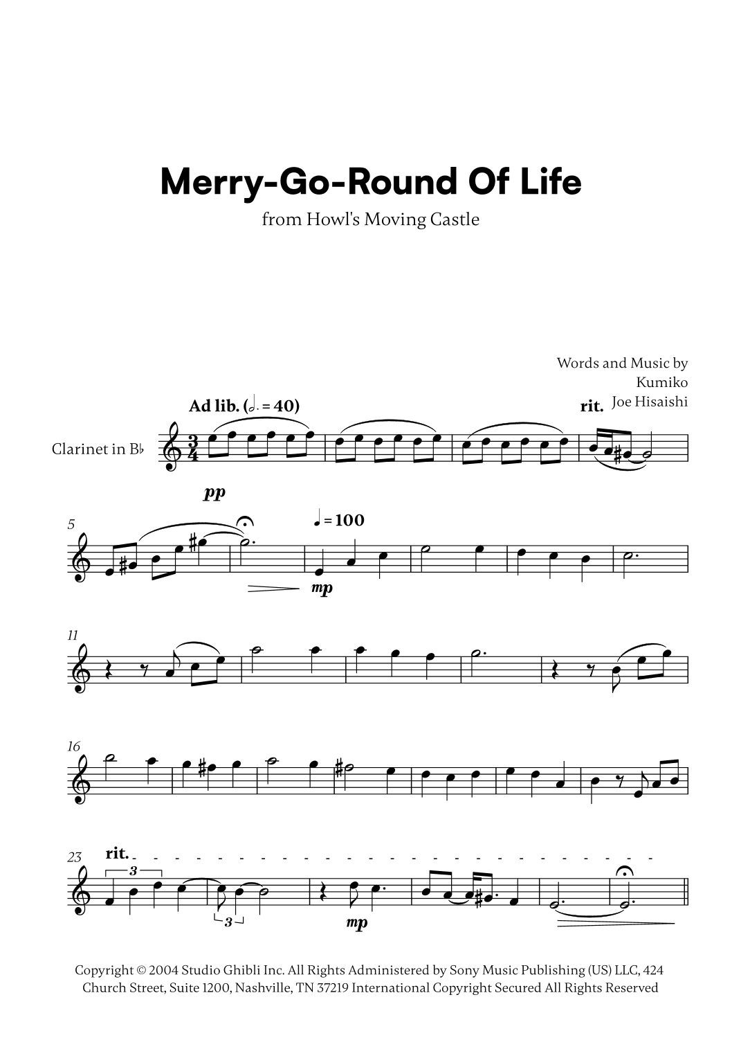 Merry-go-round Of Life (arr. Cadenza Editions)