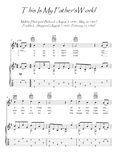 This Is My Father's World guitar and voice (arr. PianoSheetNow)