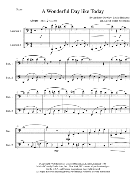 A Wonderful Day Like Today (arr. David Warin Solomons)