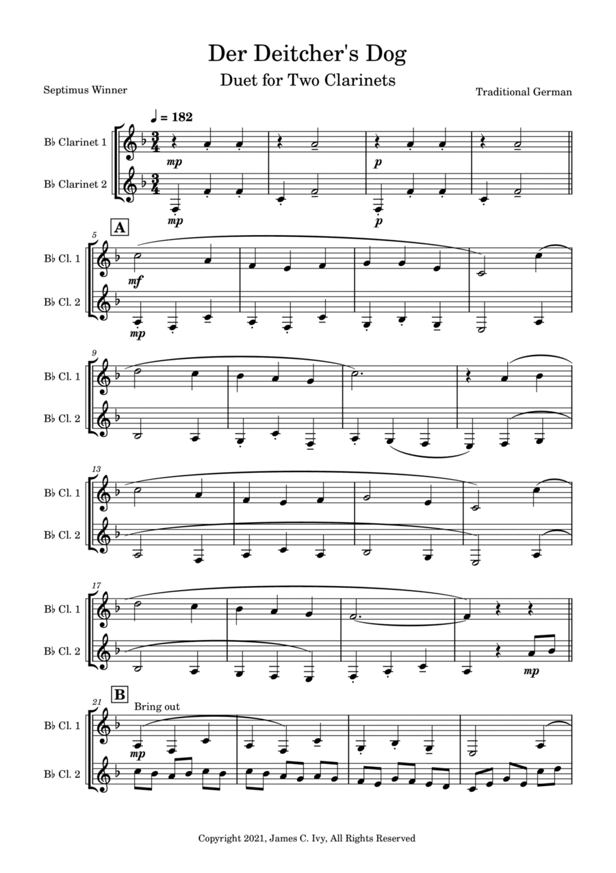 Der Deitcher's Dog Theme & Variations (arr. Jim Ivy)