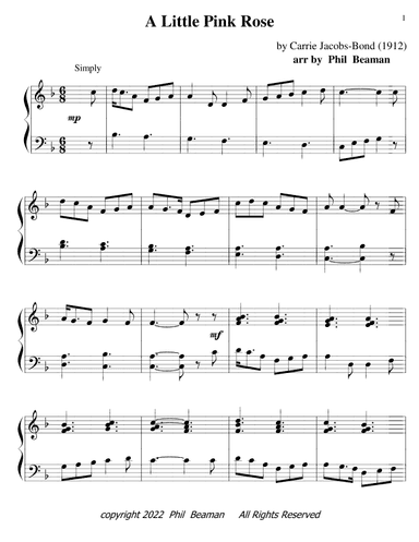 A Little Pink Rose - piano solo (arr. Phil Beaman)