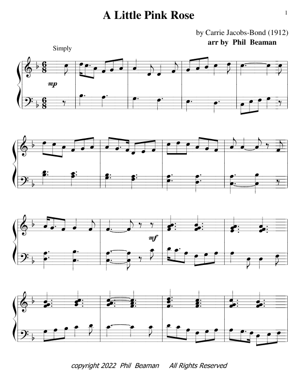 A Little Pink Rose - piano solo (arr. Phil Beaman)