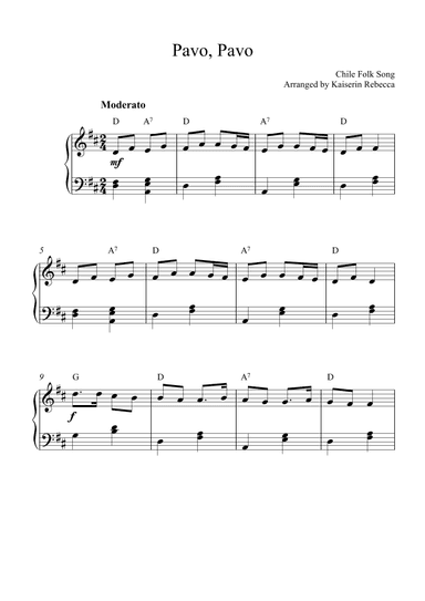 Pavo, Pavo (arr. Kaiserin Rebecca)