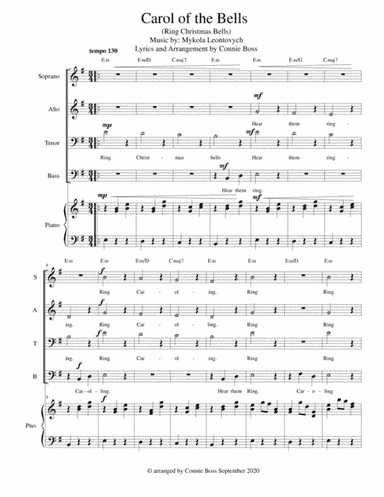 Carol of the Bells (Hear them Ring) - SATB and Piano (arr. Connie Boss)