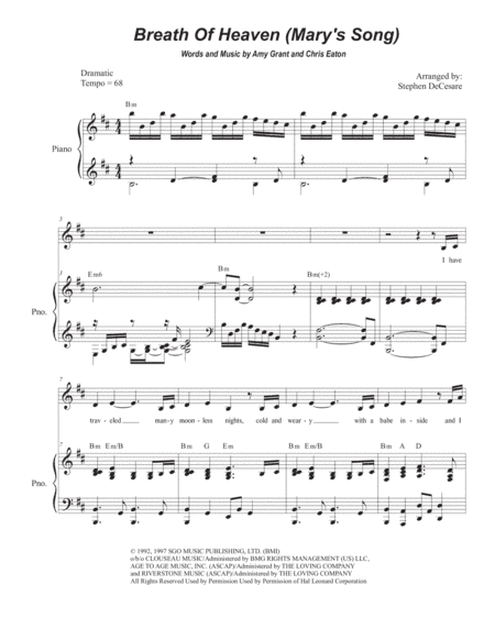 Breath Of Heaven (Mary's Song) (arr. Stephen DeCesare)