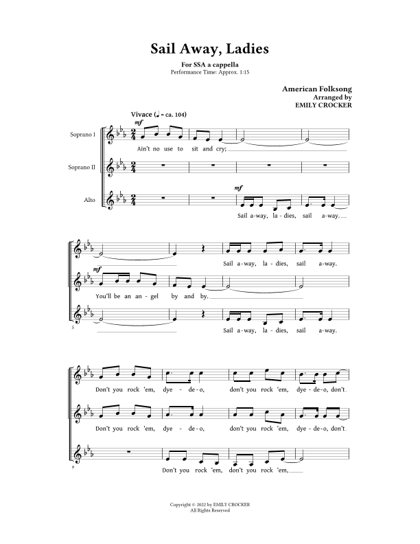 Sail Away, Ladies (arr. Emily Crocker)