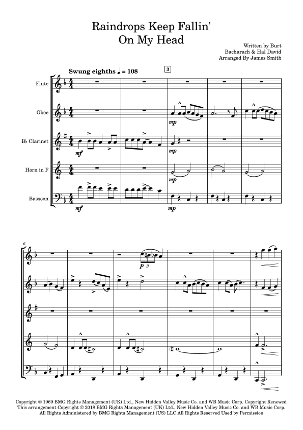 Raindrops Keep Fallin' On My Head (arr. James Smith)