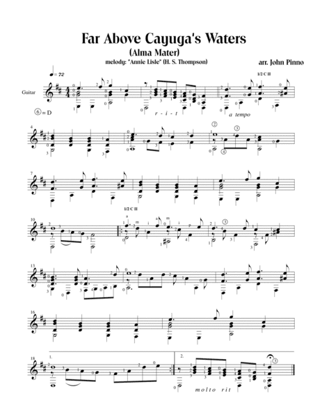 Far Above Cayuga's Waters (solo classical guitar) (arr. John Pinno)