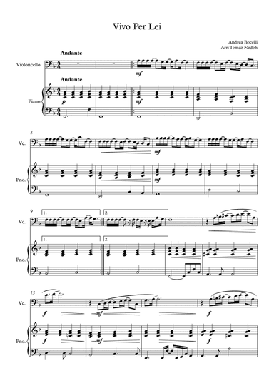 Vivo Per Lei (arr. Tomaz Nedoh)
