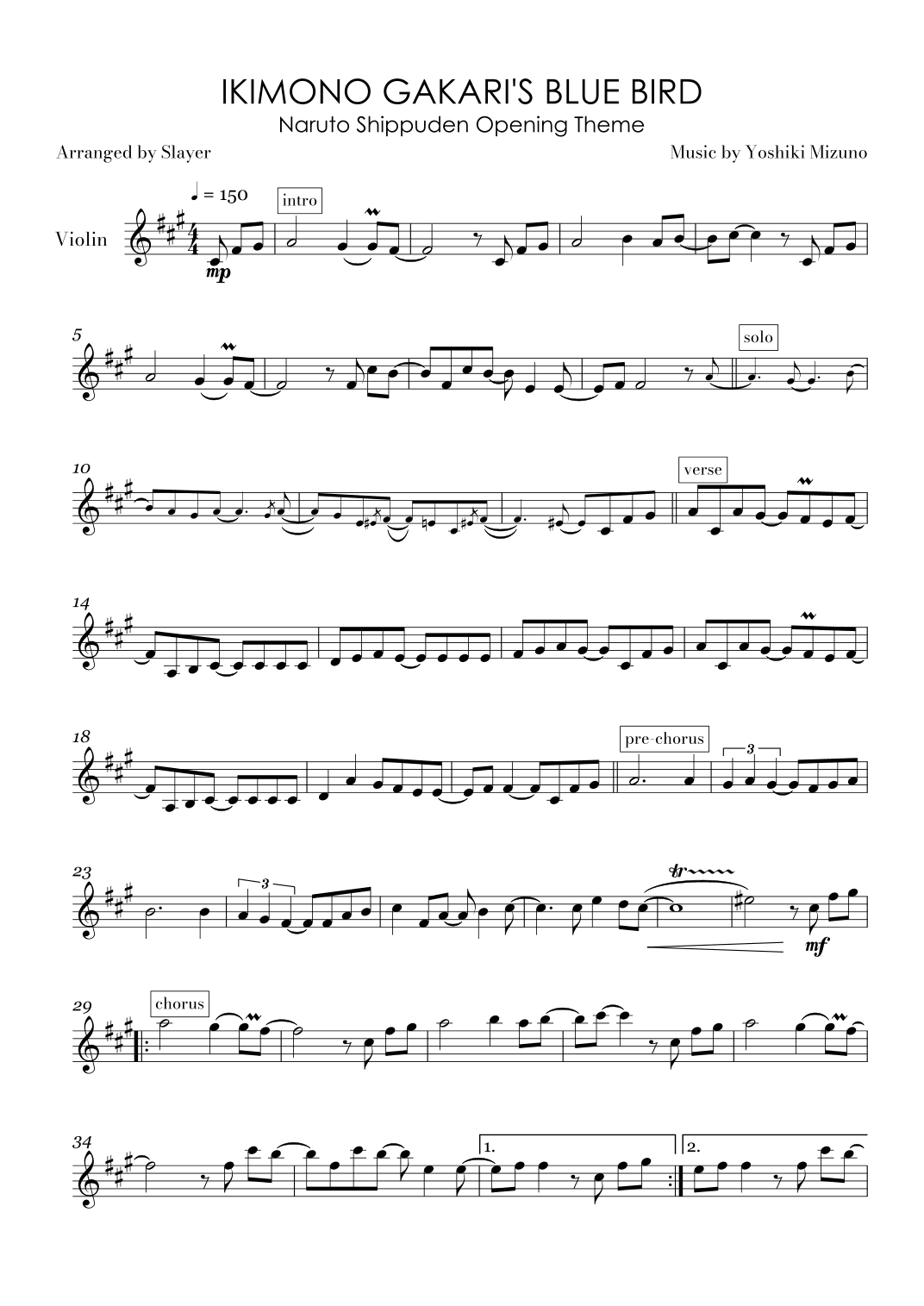 Ikimono Gakari's Blue Bird (arr. Slayer)