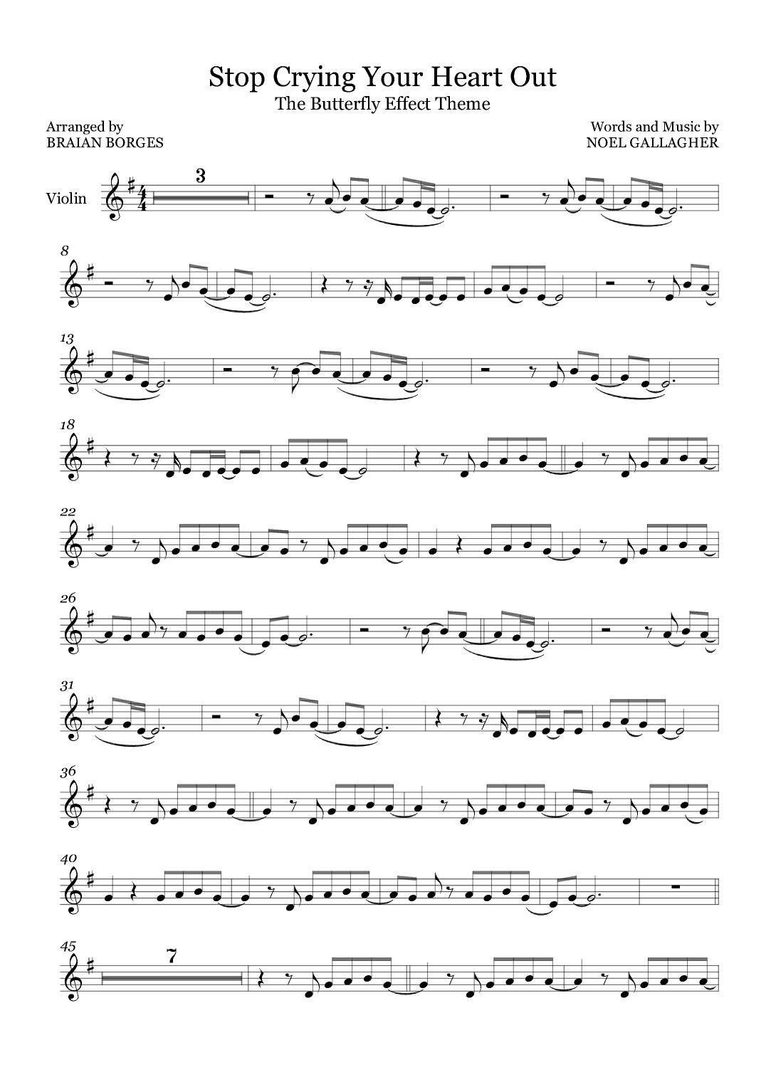 Stop Crying Your Heart Out (arr. Braian Borges)