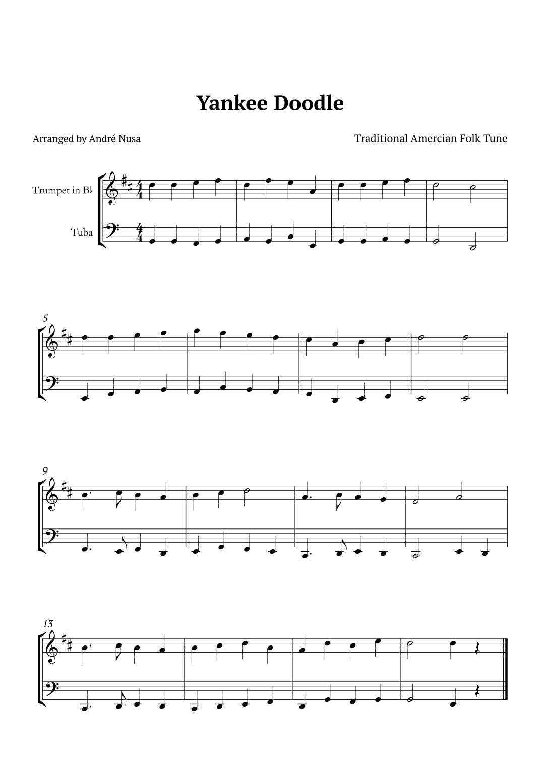 Yankee Doodle (arr. André Nusa)