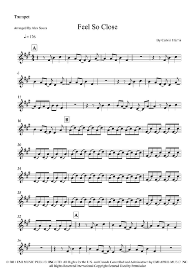 Feel So Close (arr. Alex Souza)