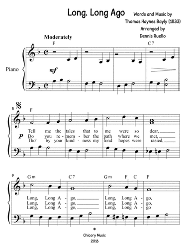 Long, Long Ago - Piano Solo (With Lyrics) - Early Intermediate (arr. Dennis Ruello)