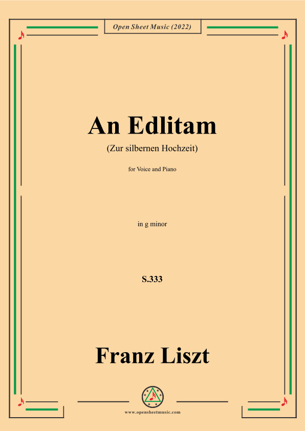 Liszt-An Edlitam(Zur silbernen Hochzeit),S.333,in g minor (arr. OSM Press)