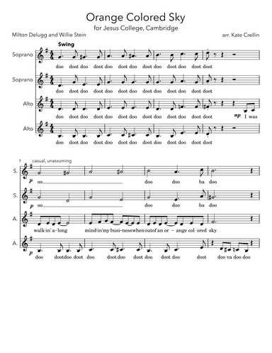Orange Colored Sky (arr. Kate Crellin)