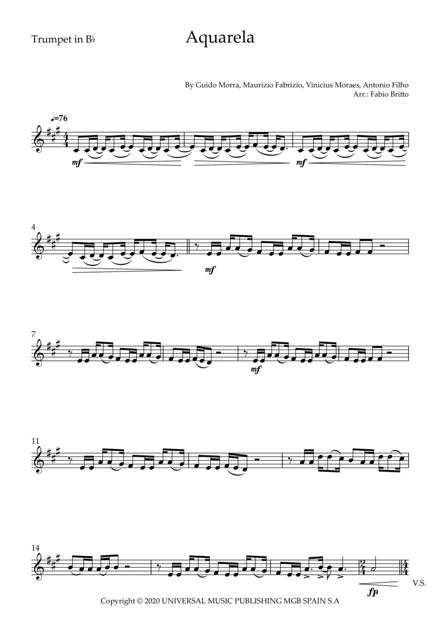 Aquarela-toquinho (arr. Fabio Britto)