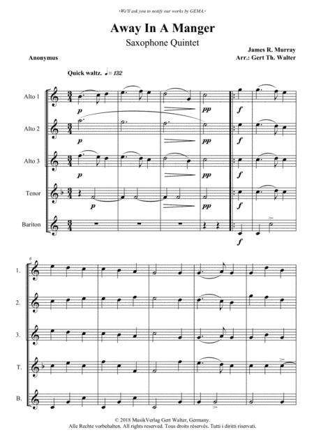 Away In A Manger (1st. version) (arr. Gert Th. Walter)
