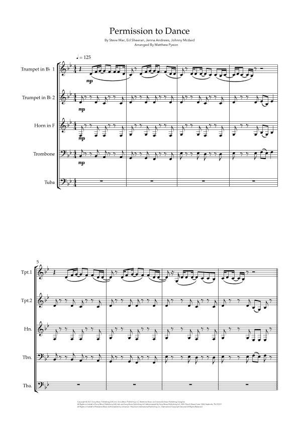 Permission To Dance (arr. Matthew pyeon)