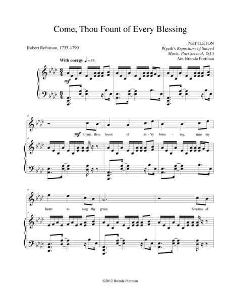Come, Thou Fount of Every Blessing (NETTLETON), High Voice, arr. Brenda Portman (arr. Brenda Portman)