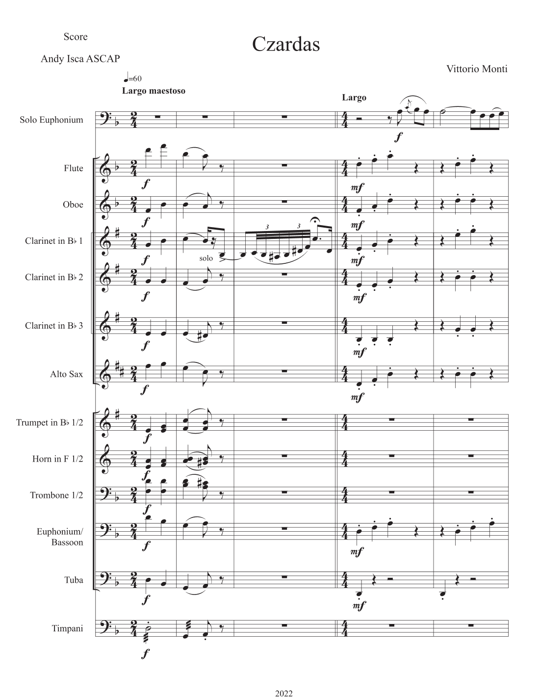 CZARDAS (1904) (for solo Euphonium or Tuba and Band) (arr. Andy Isca ASCAP)