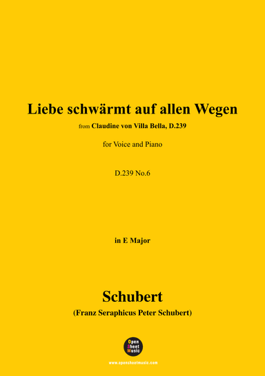 Schubert-Liebe schwärmt auf allen Wegen,in E Major,for Voice&Piano (arr. MSM)