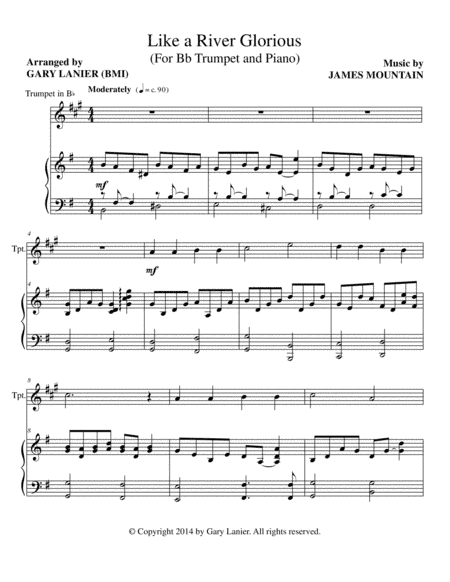 LIKE A RIVER GLORIOUS (Trumpet Piano and Trumpet Part) (arr. Gary Lanier)
